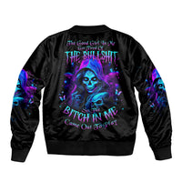 Witch Skull Sleeve Zip Bomber Jacket The Good Girl In Me Got Tired Of The Bullshit - Wonder Print Shop