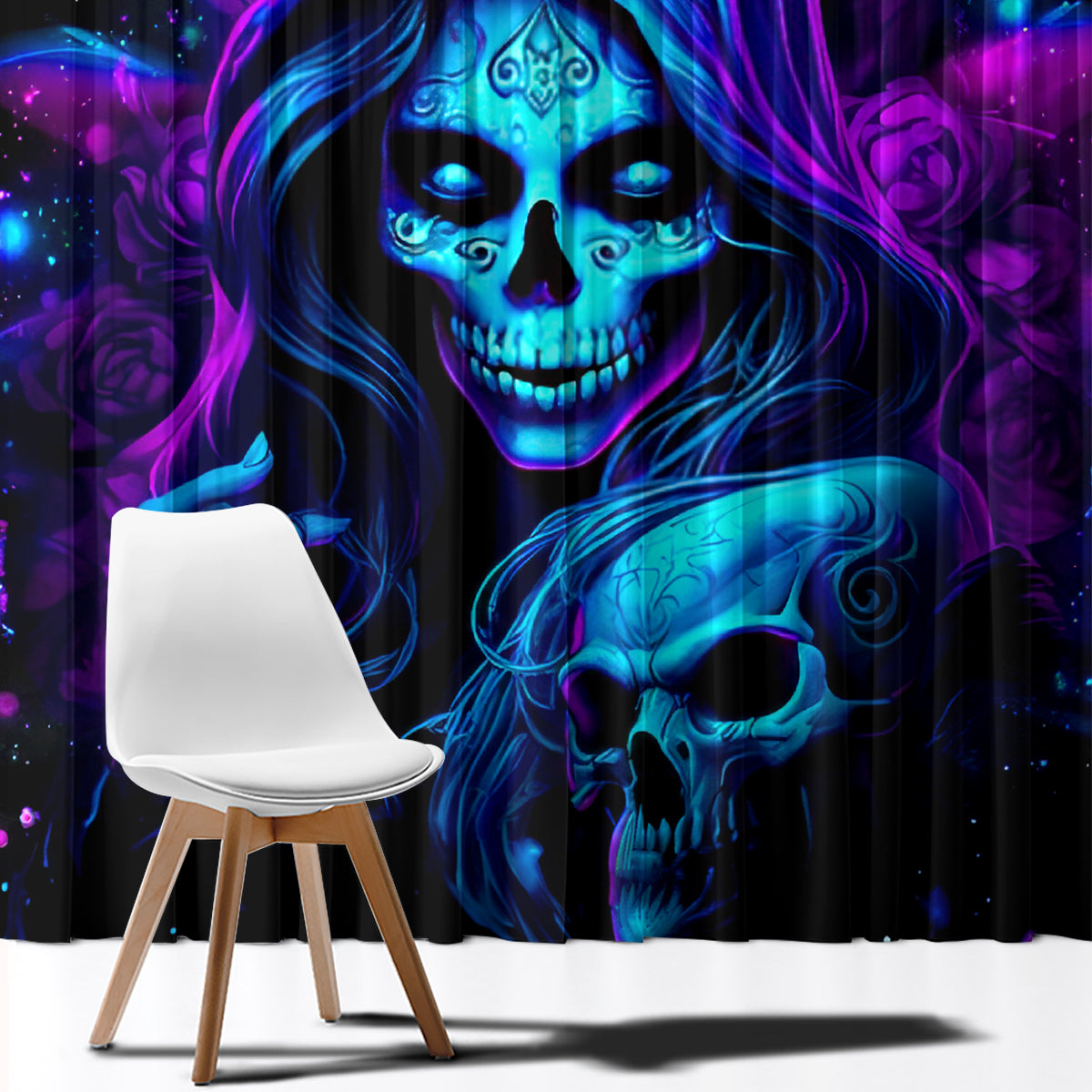 Witch Skull Window Curtain The Good Girl In Me Got Tired Of The Bullshit - Wonder Print Shop