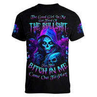 Witch Skull Women V Neck T Shirt The Good Girl In Me Got Tired Of The Bullshit - Wonder Print Shop