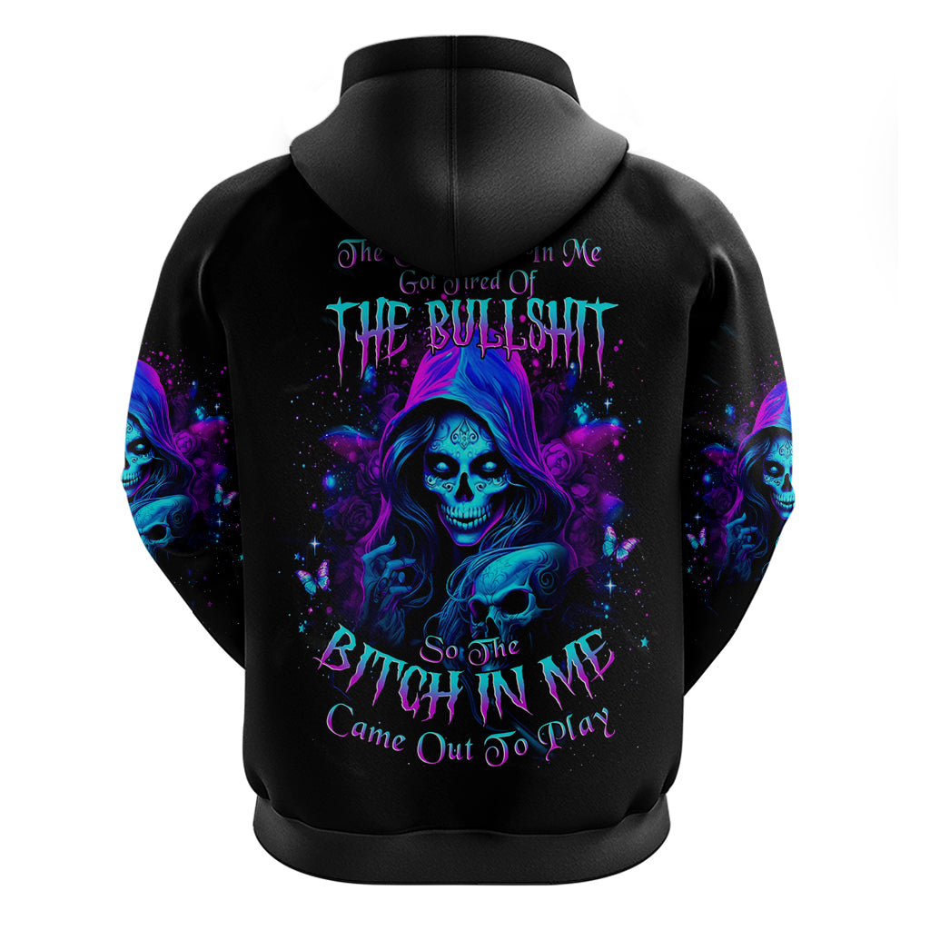Witch Skull Zip Hoodie The Good Girl In Me Got Tired Of The Bullshit - Wonder Print Shop