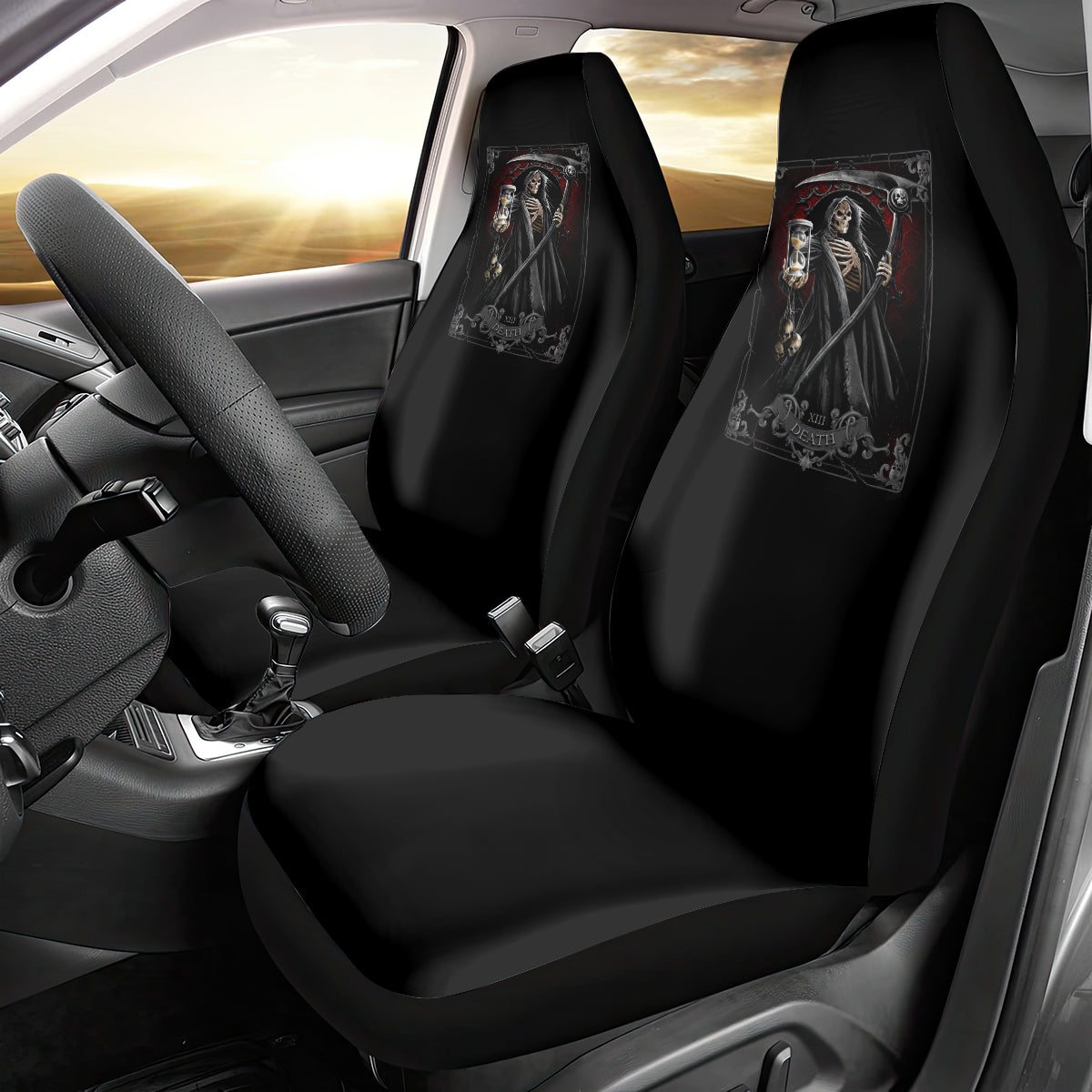 Skull Car Seat Cover Death Reaper Arcana - Wonder Print Shop