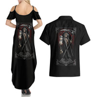 Skull Couples Matching Summer Maxi Dress and Hawaiian Shirt Death Reaper Arcana - Wonder Print Shop