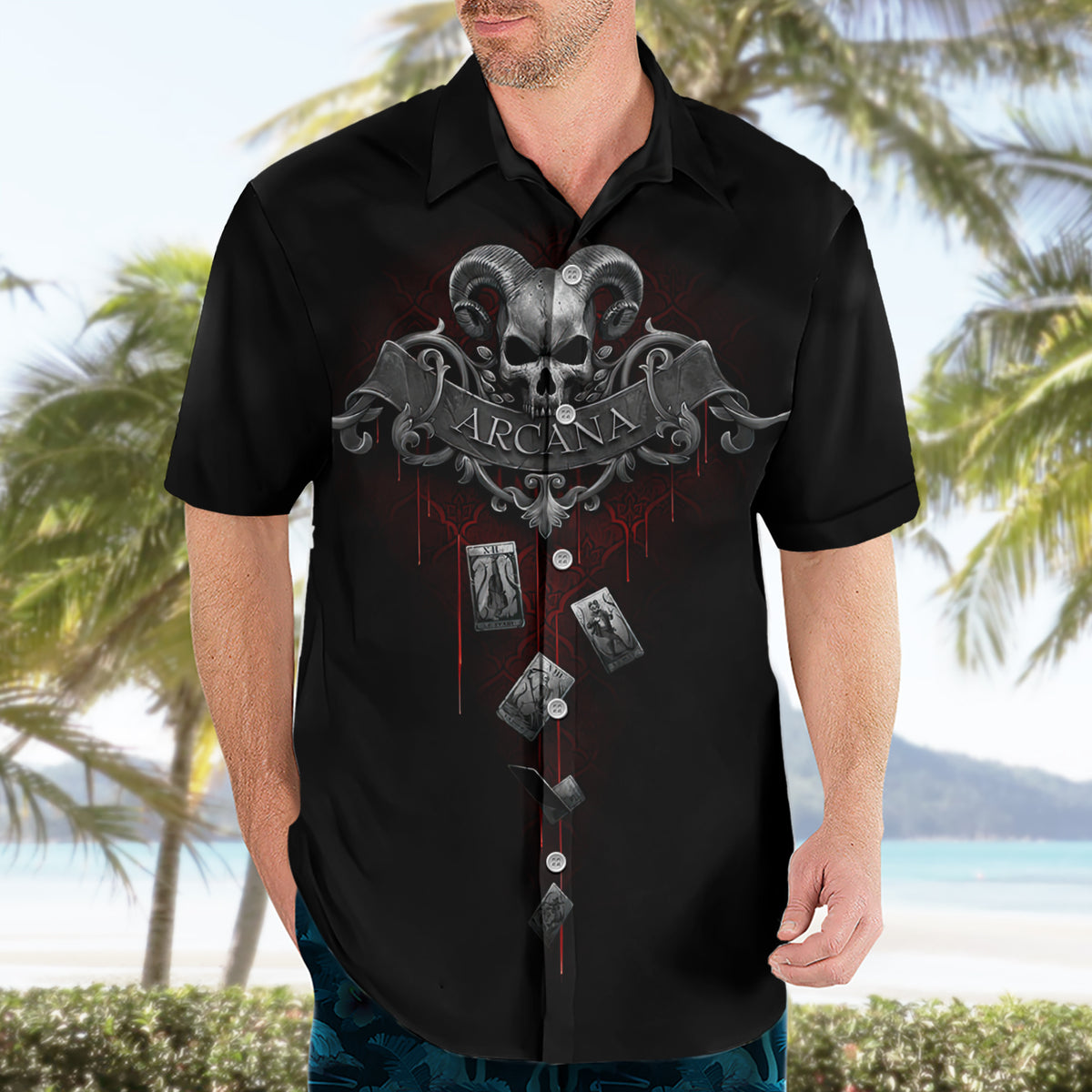 Skull Hawaiian Shirt Death Reaper Arcana - Wonder Print Shop
