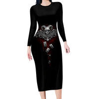 Skull Long Sleeve Bodycon Dress Death Reaper Arcana - Wonder Print Shop