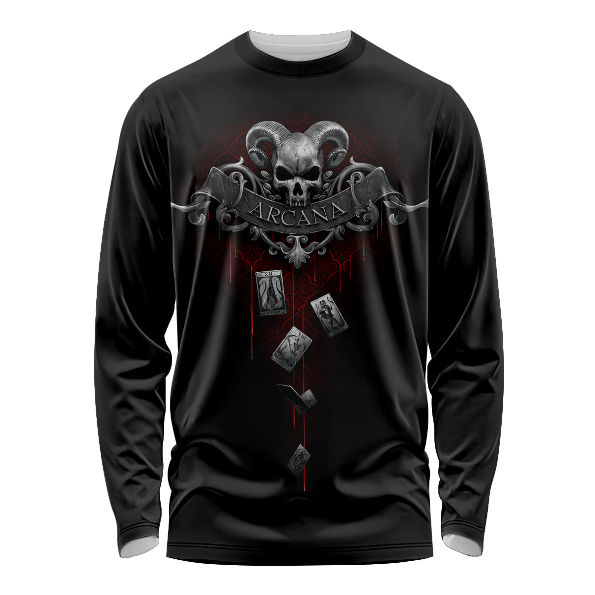 Skull Long Sleeve Shirt Death Reaper Arcana - Wonder Print Shop