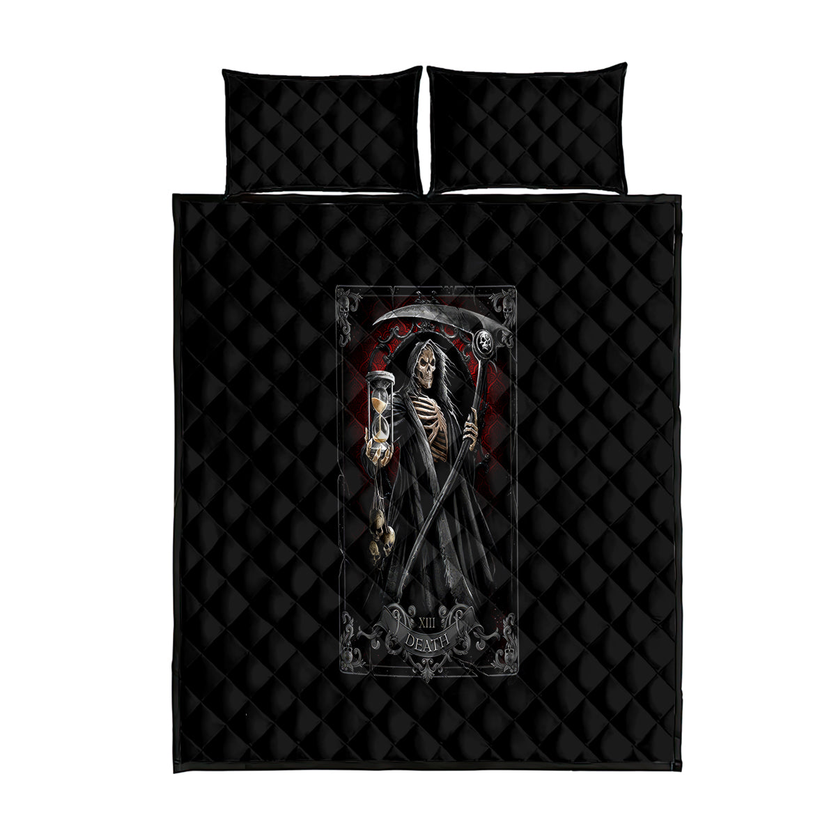 Skull Quilt Bed Set Death Reaper Arcana - Wonder Print Shop