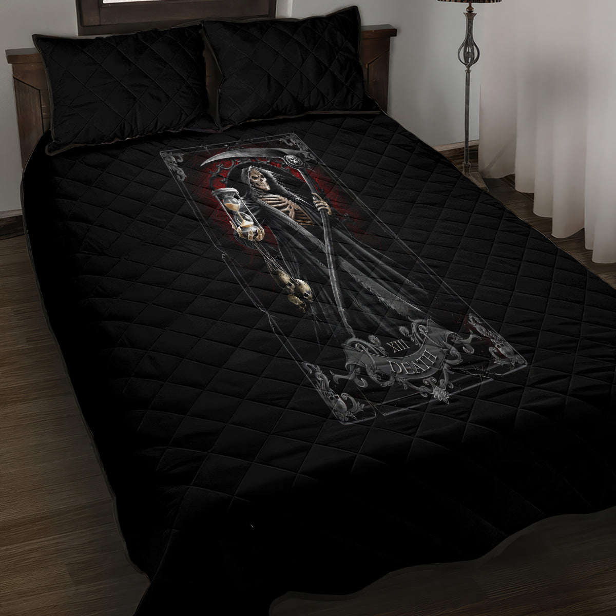 Skull Quilt Bed Set Death Reaper Arcana - Wonder Print Shop