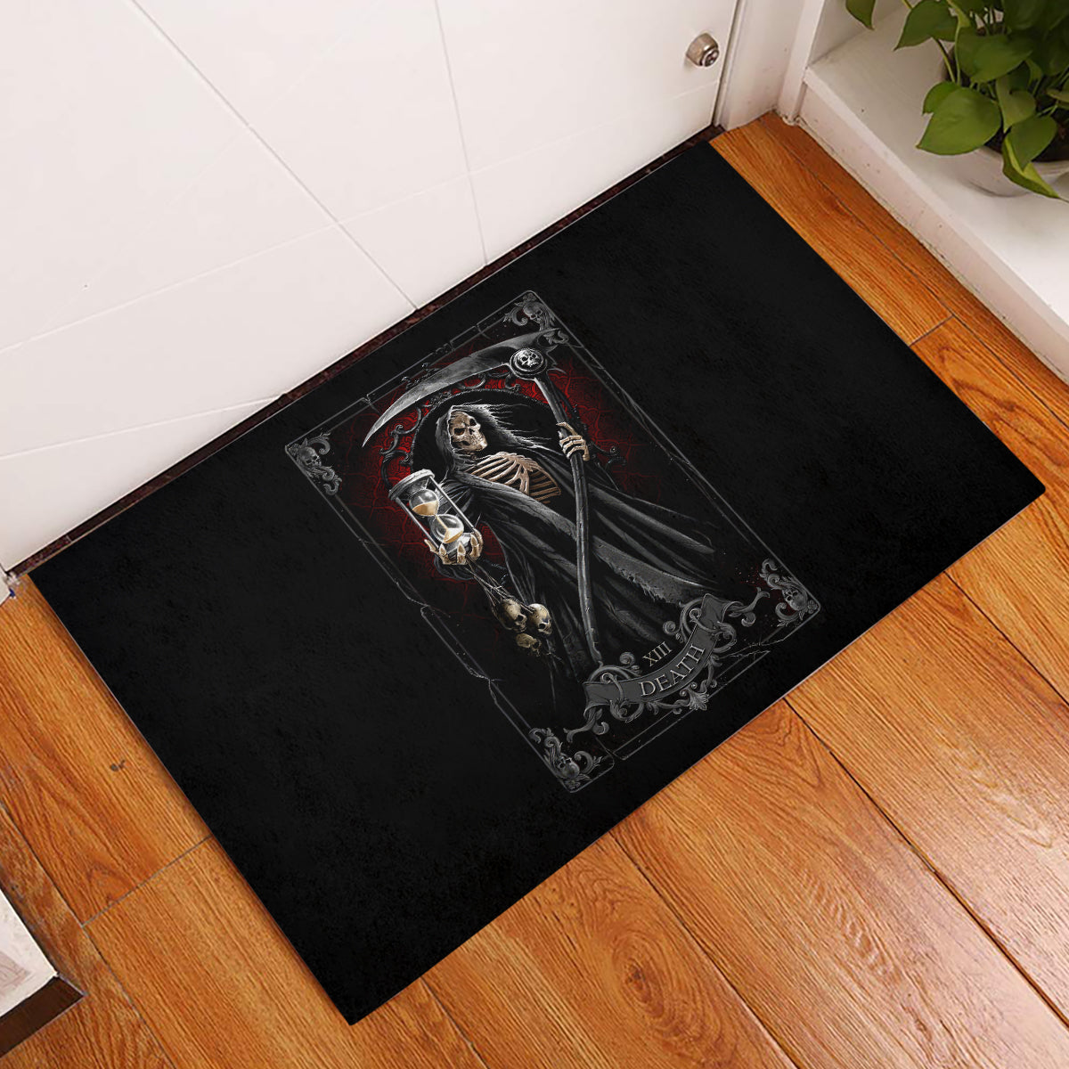 Skull Rubber Doormat Death Reaper Arcana - Wonder Print Shop