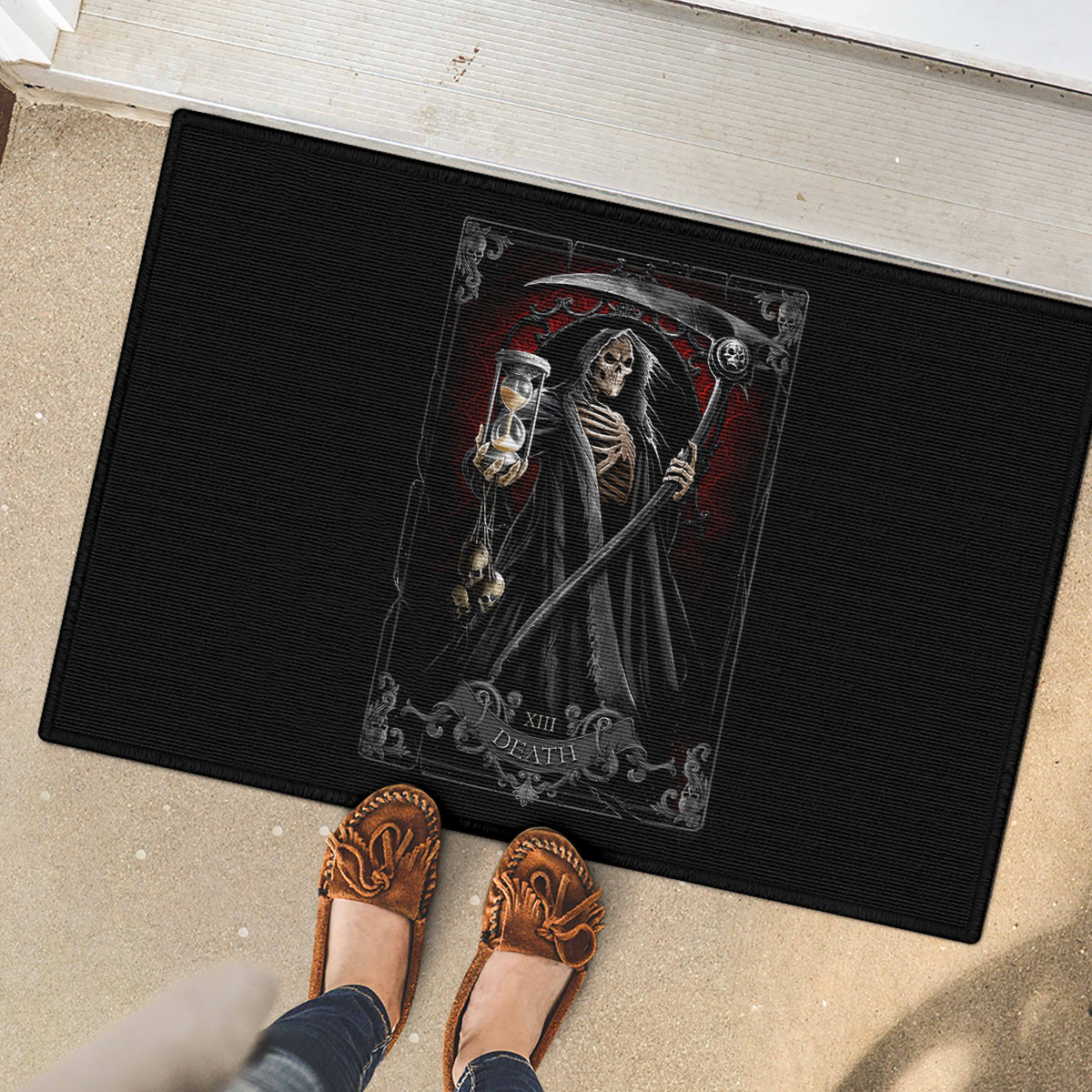 Skull Rubber Doormat Death Reaper Arcana - Wonder Print Shop
