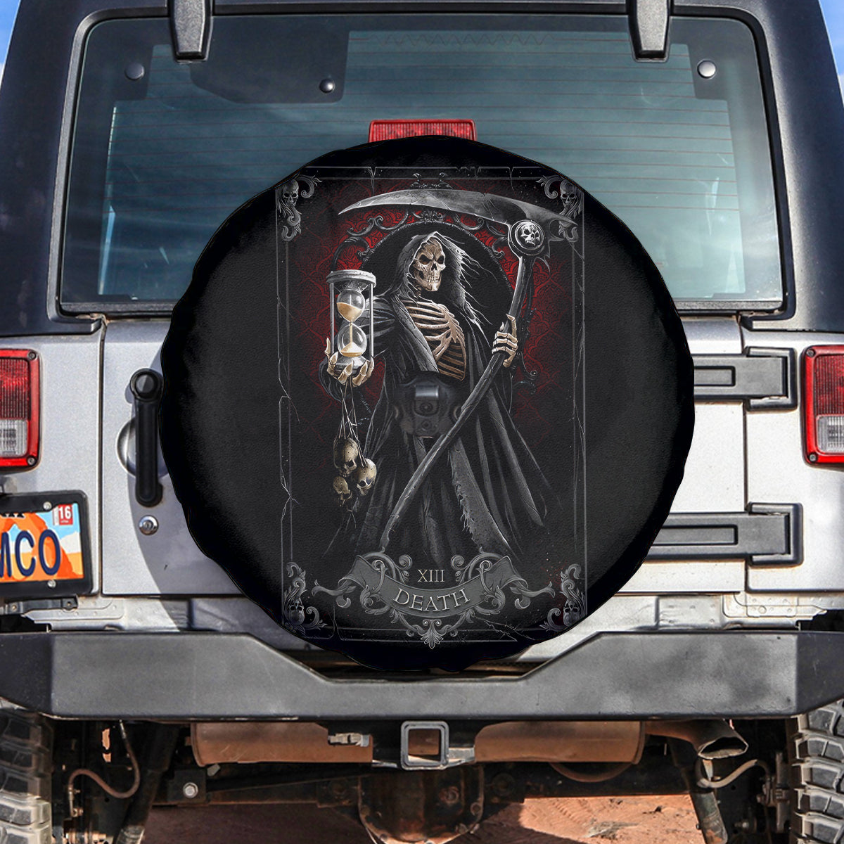 Skull Spare Tire Cover Death Reaper Arcana - Wonder Print Shop