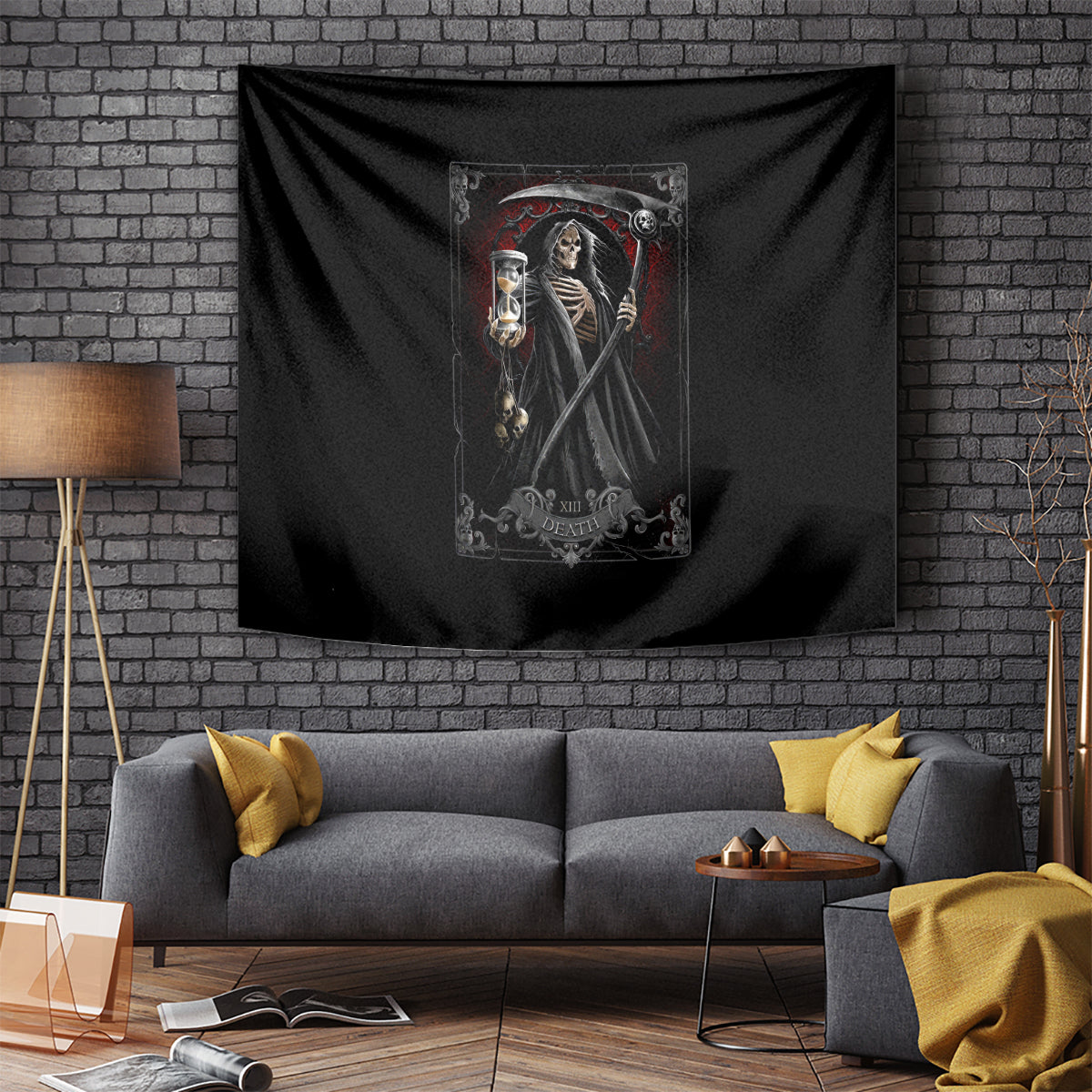 Skull Tapestry Death Reaper Arcana - Wonder Print Shop