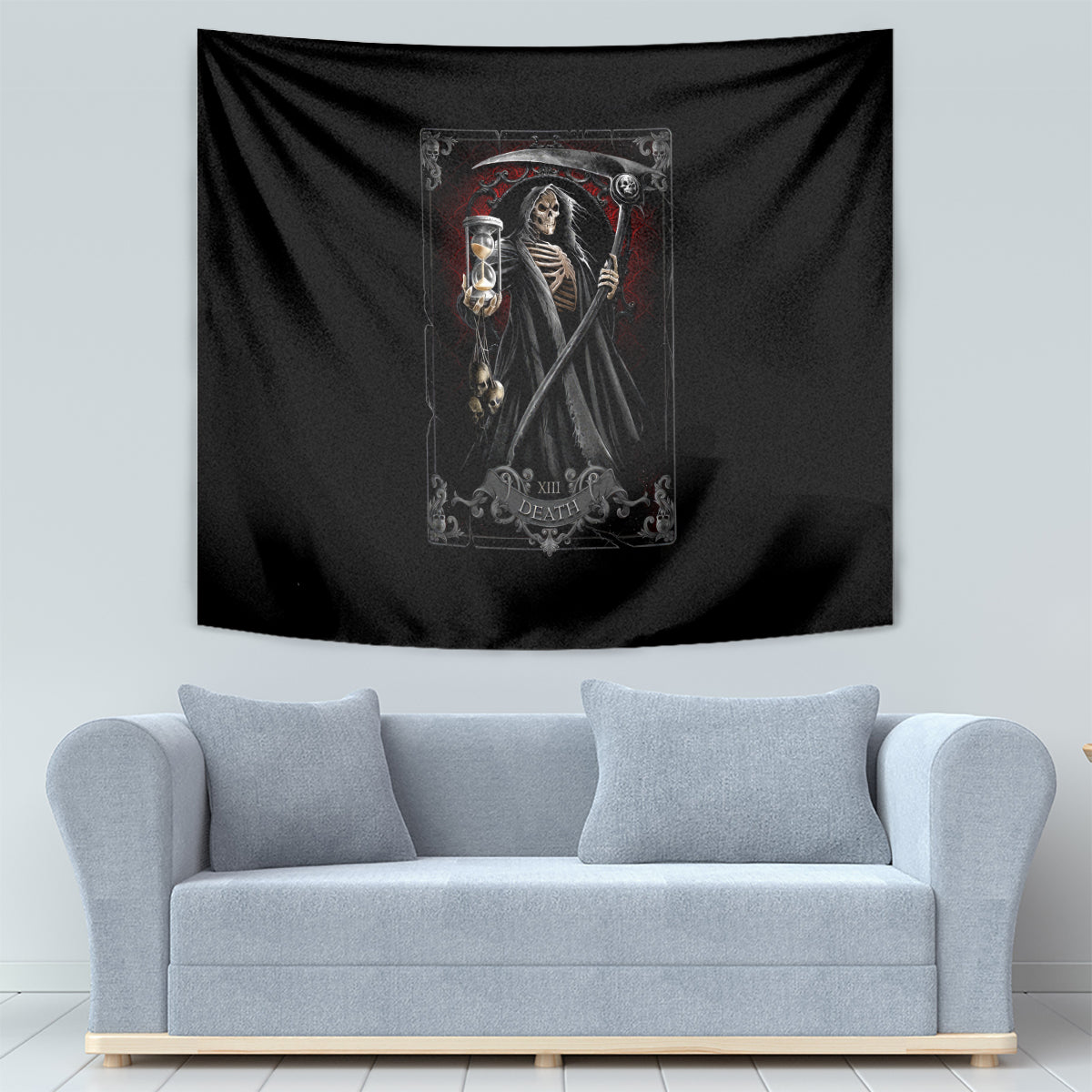 Skull Tapestry Death Reaper Arcana - Wonder Print Shop