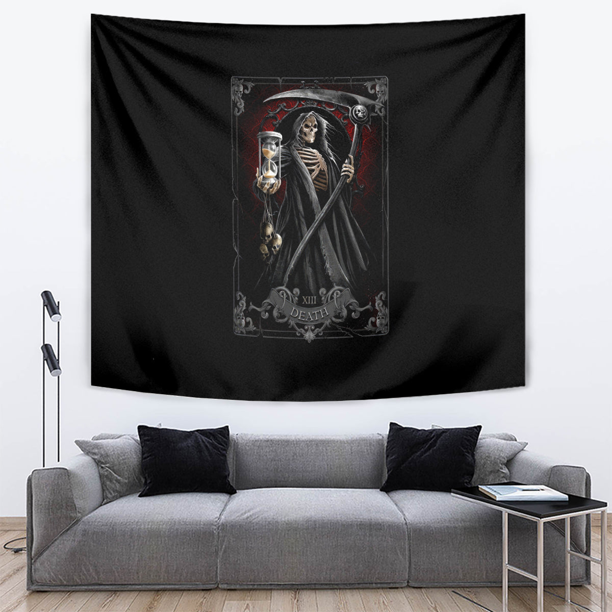 Skull Tapestry Death Reaper Arcana - Wonder Print Shop