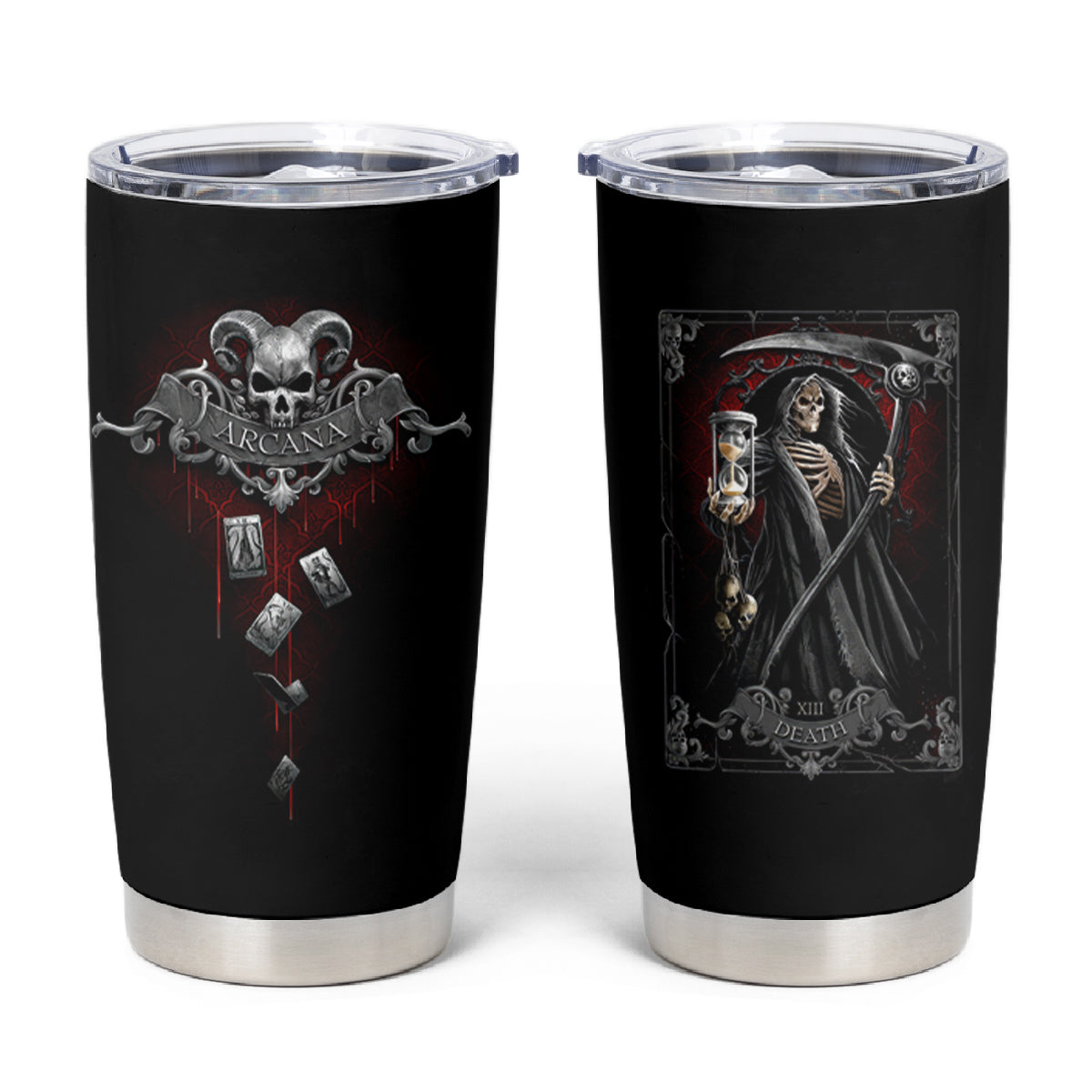 Skull Tumbler Cup Death Reaper Arcana - Wonder Print Shop