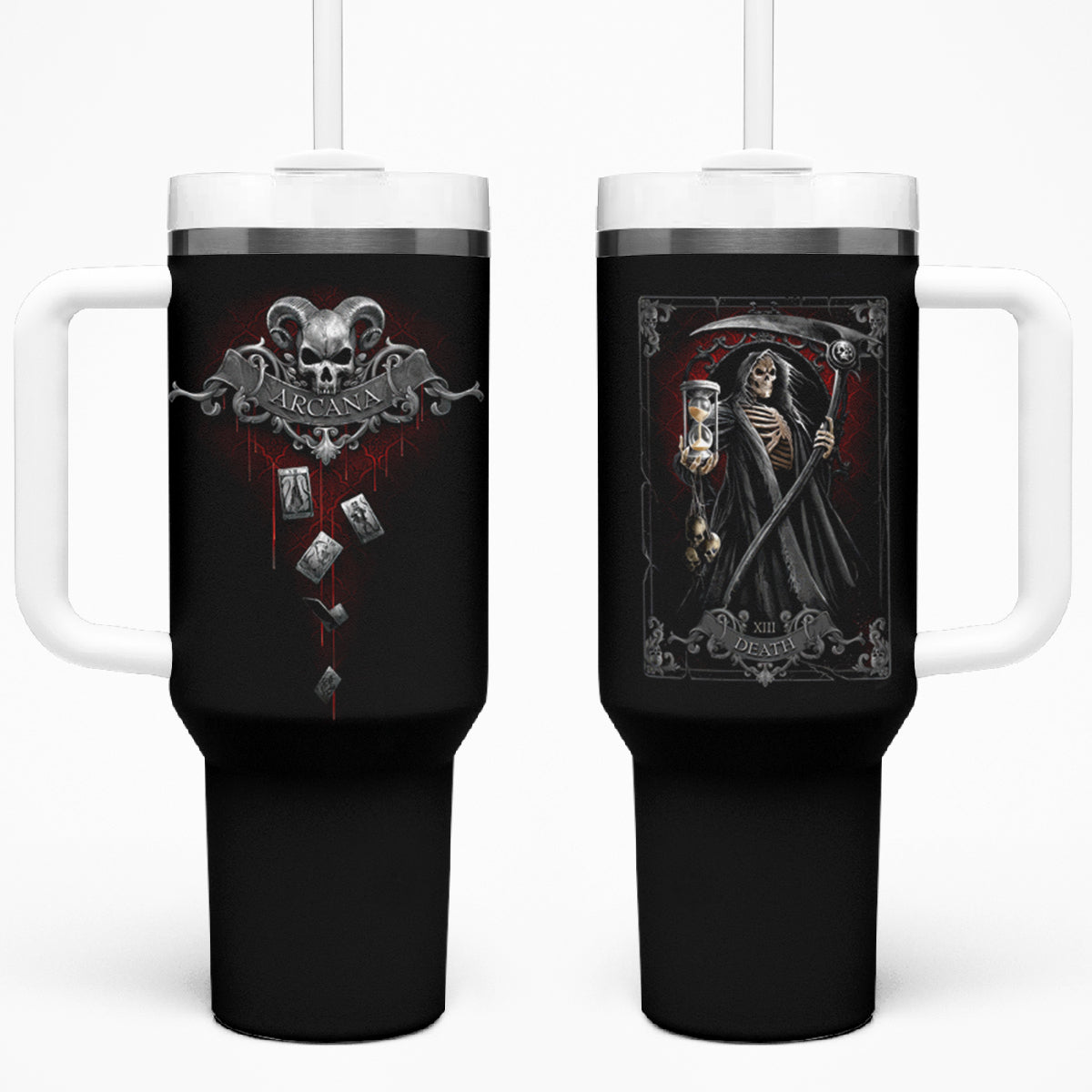 Skull Tumbler With Handle Death Reaper Arcana - Wonder Print Shop