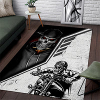 Skull Area Rug Riding Motocycle - Wonder Print Shop