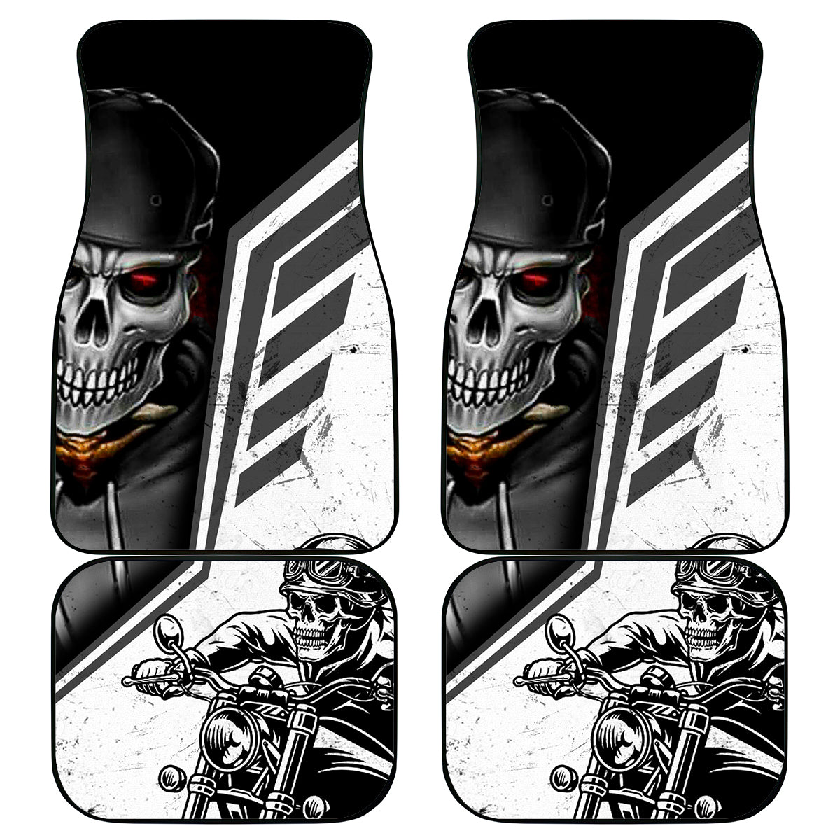 Skull Car Mats Riding Motocycle - Wonder Print Shop