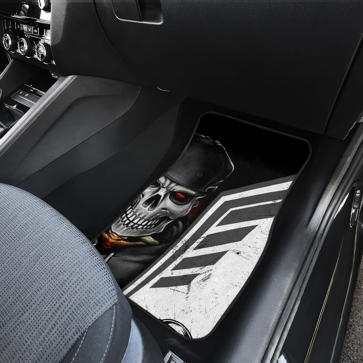 Skull Car Mats Riding Motocycle - Wonder Print Shop