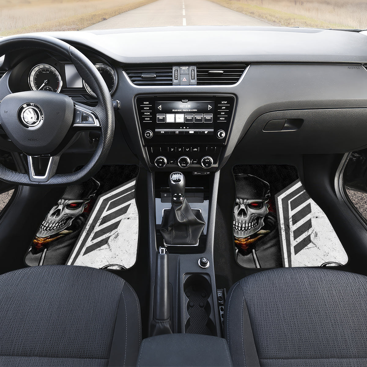 Skull Car Mats Riding Motocycle - Wonder Print Shop