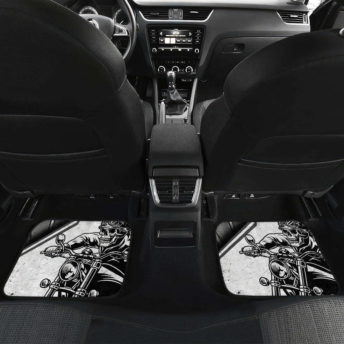 Skull Car Mats Riding Motocycle - Wonder Print Shop