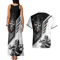 Skull Couples Matching Tank Maxi Dress And Hawaiian Shirt Riding Motocycle - Wonder Print Shop