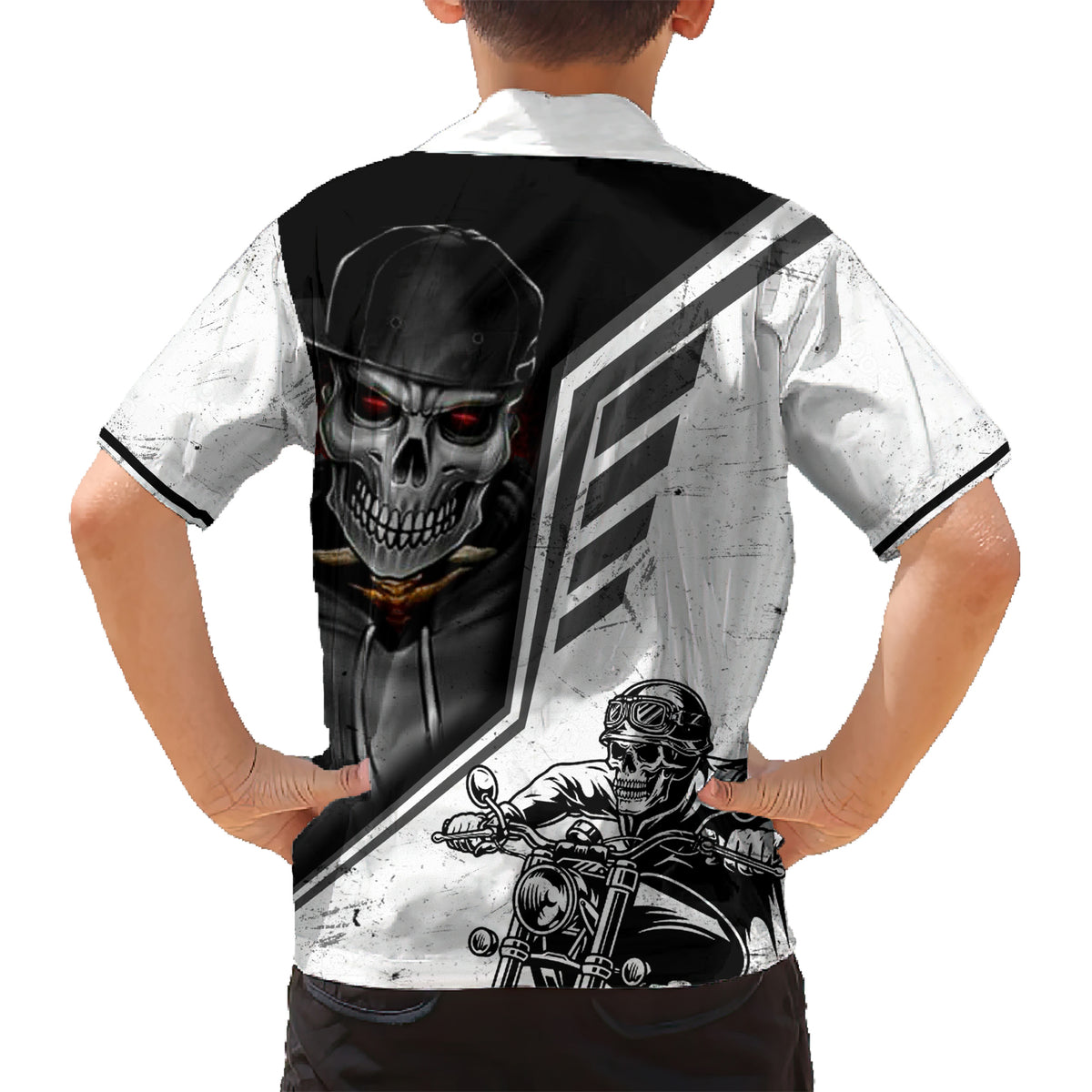 Skull Hawaiian Shirt Riding Motocycle - Wonder Print Shop
