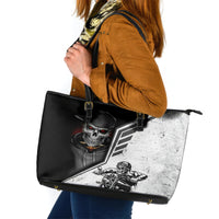 Skull Leather Tote Bag Riding Motocycle - Wonder Print Shop