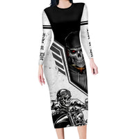 Skull Long Sleeve Bodycon Dress Riding Motocycle - Wonder Print Shop