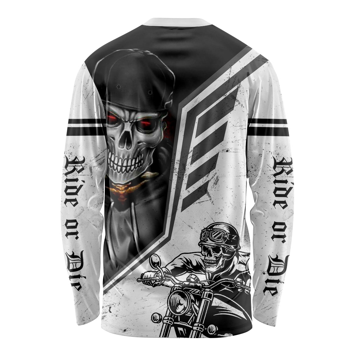 Skull Long Sleeve Shirt Riding Motocycle - Wonder Print Shop