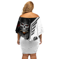 Skull Off Shoulder Short Dress Riding Motocycle - Wonder Print Shop