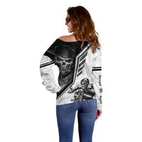 Skull Off Shoulder Sweater Riding Motocycle - Wonder Print Shop