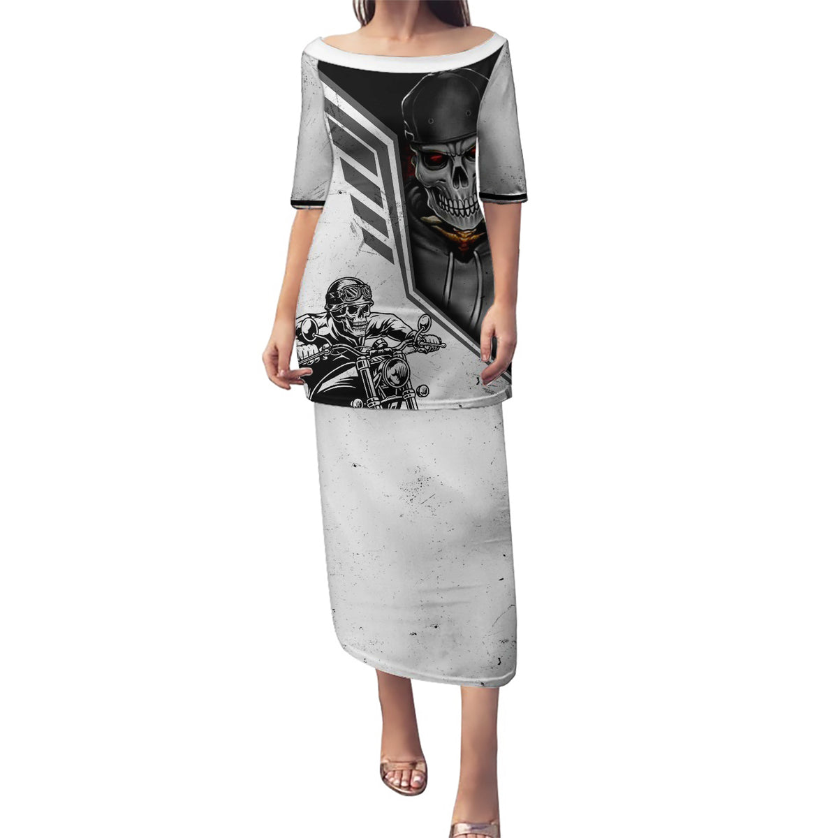 Skull Puletasi Riding Motocycle - Wonder Print Shop