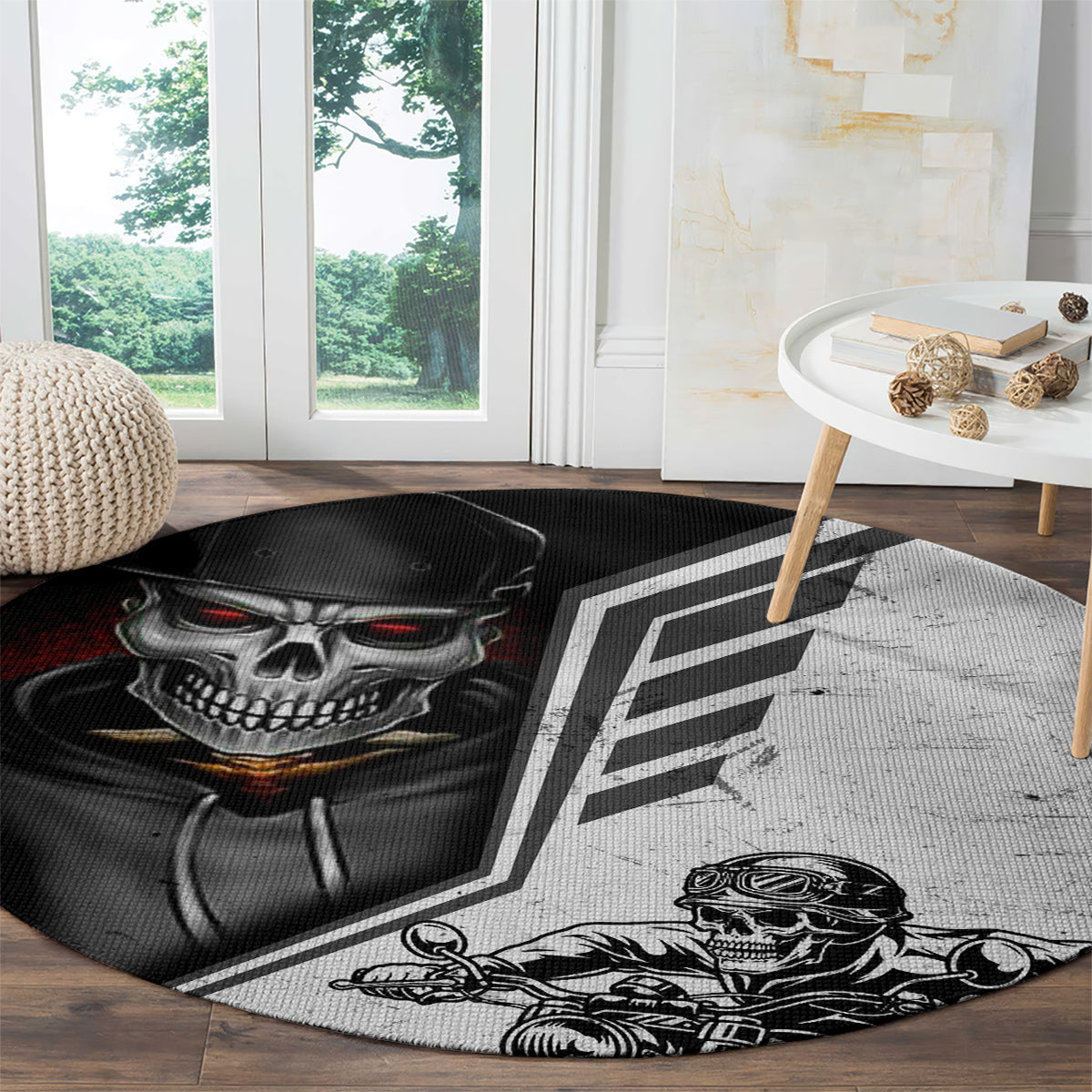 skull-round-carpet-riding-motocycle