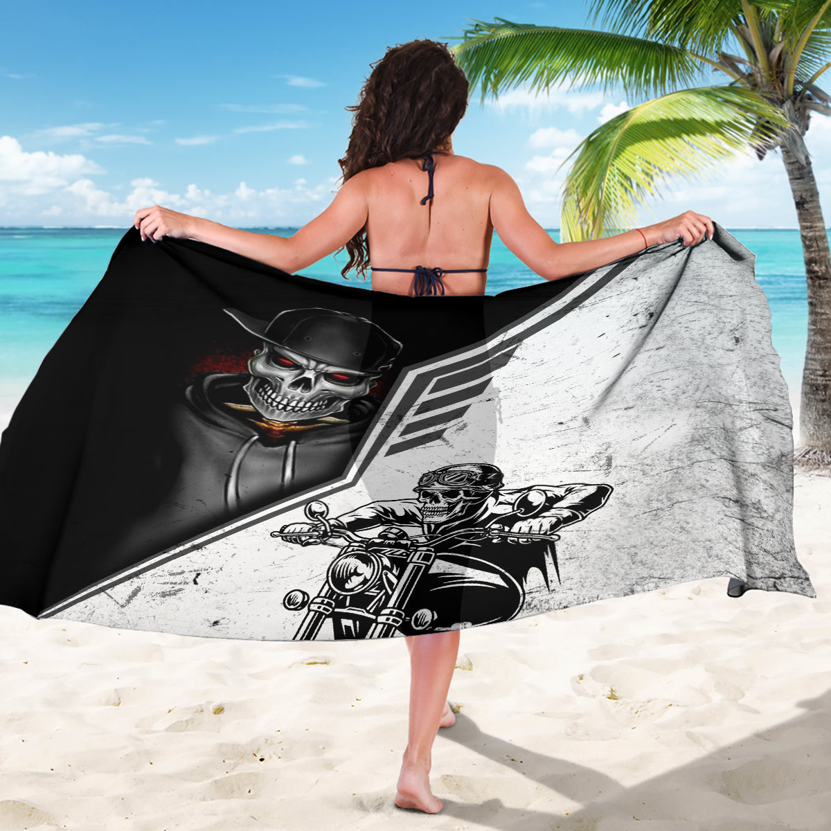 Skull Sarong Riding Motocycle - Wonder Print Shop