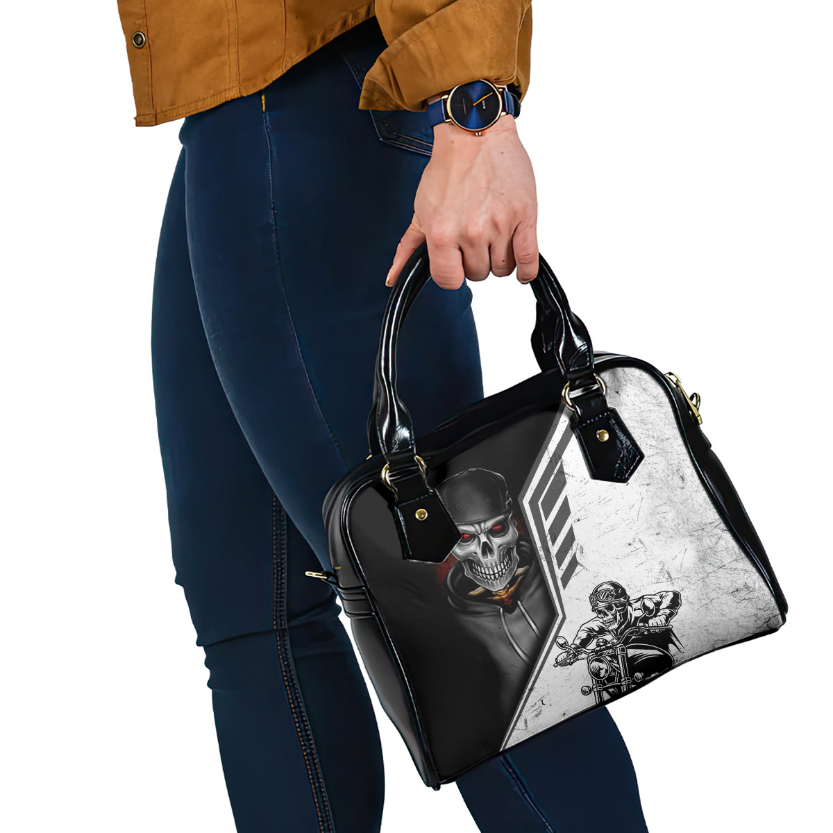 skull-shoulder-handbag-riding-motocycle