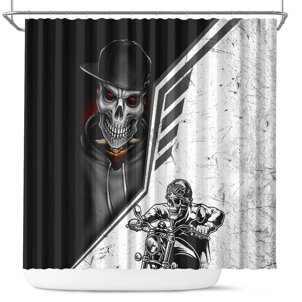 skull-shower-curtain-riding-motocycle