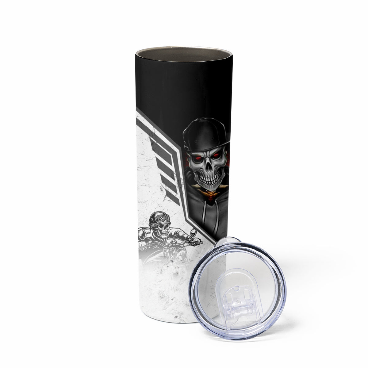 Skull Skinny Tumbler Riding Motocycle - Wonder Print Shop