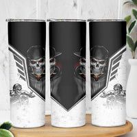 Skull Skinny Tumbler Riding Motocycle - Wonder Print Shop