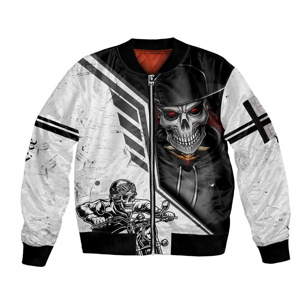 Skull Sleeve Zip Bomber Jacket Riding Motocycle - Wonder Print Shop