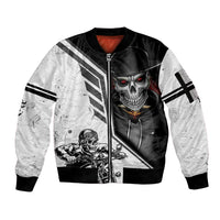 Skull Sleeve Zip Bomber Jacket Riding Motocycle - Wonder Print Shop