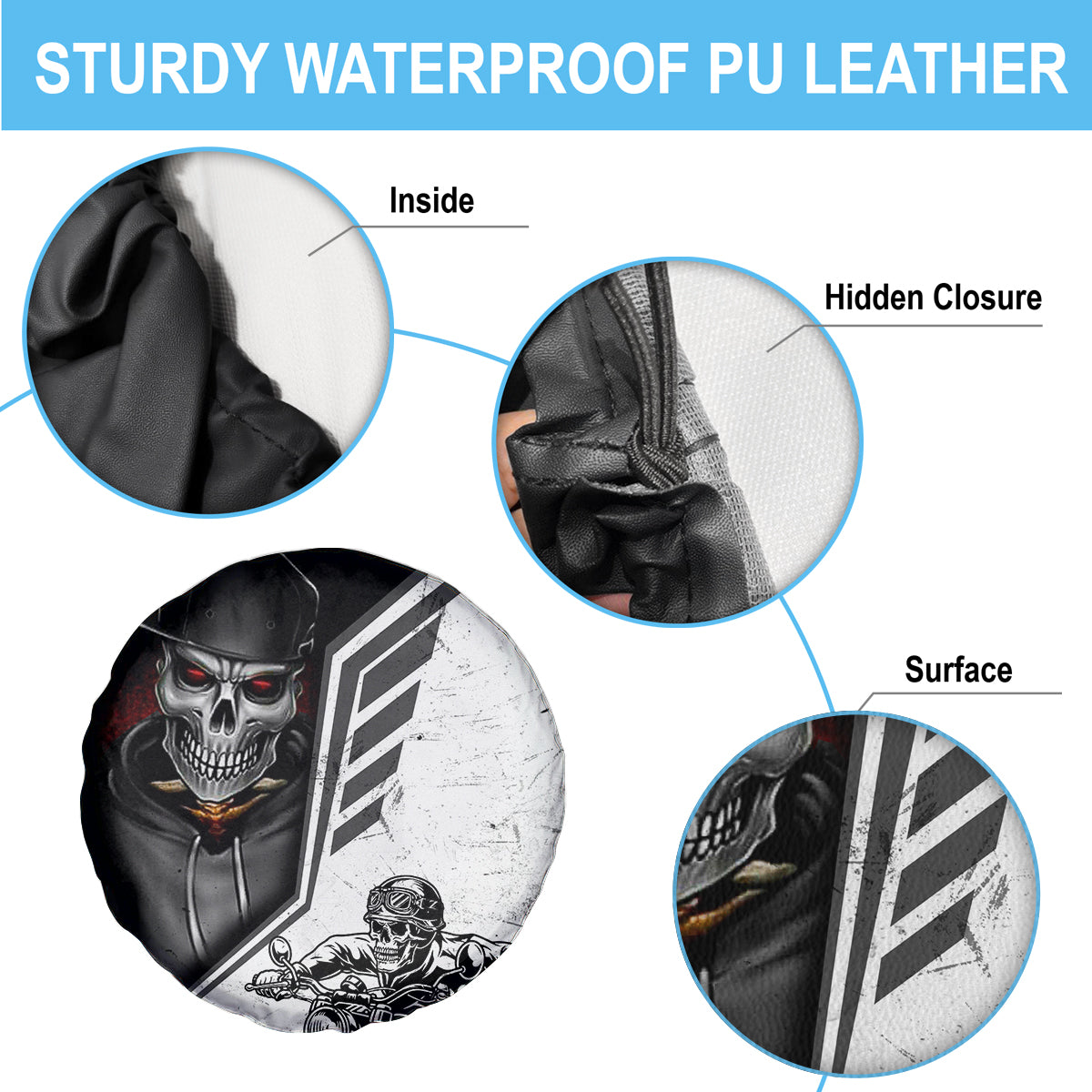 Skull Spare Tire Cover Riding Motocycle - Wonder Print Shop