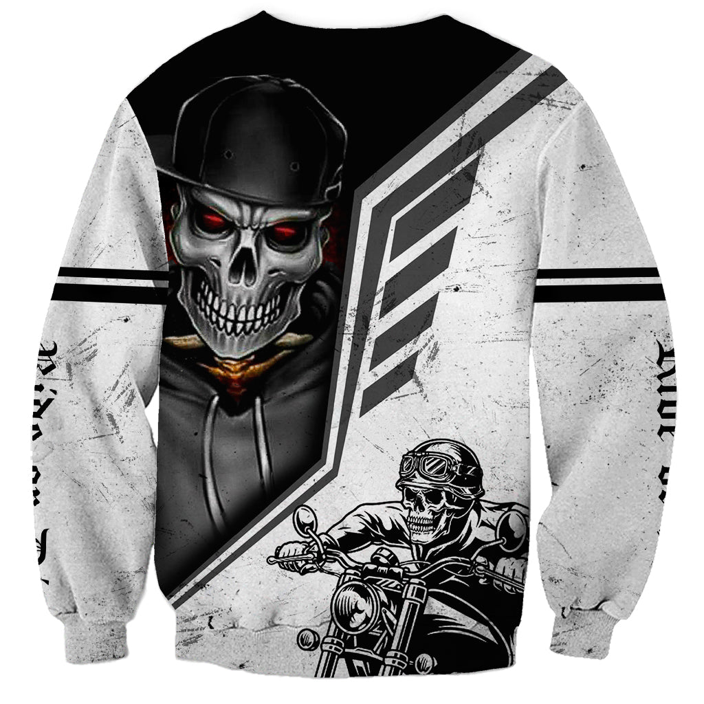 Skull Sweatshirt Riding Motocycle - Wonder Print Shop