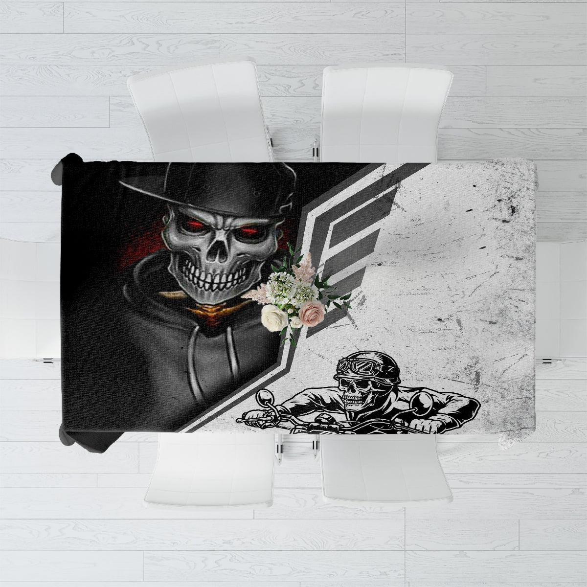 Skull Tablecloth Riding Motocycle - Wonder Print Shop