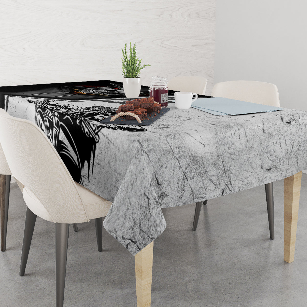 Skull Tablecloth Riding Motocycle - Wonder Print Shop