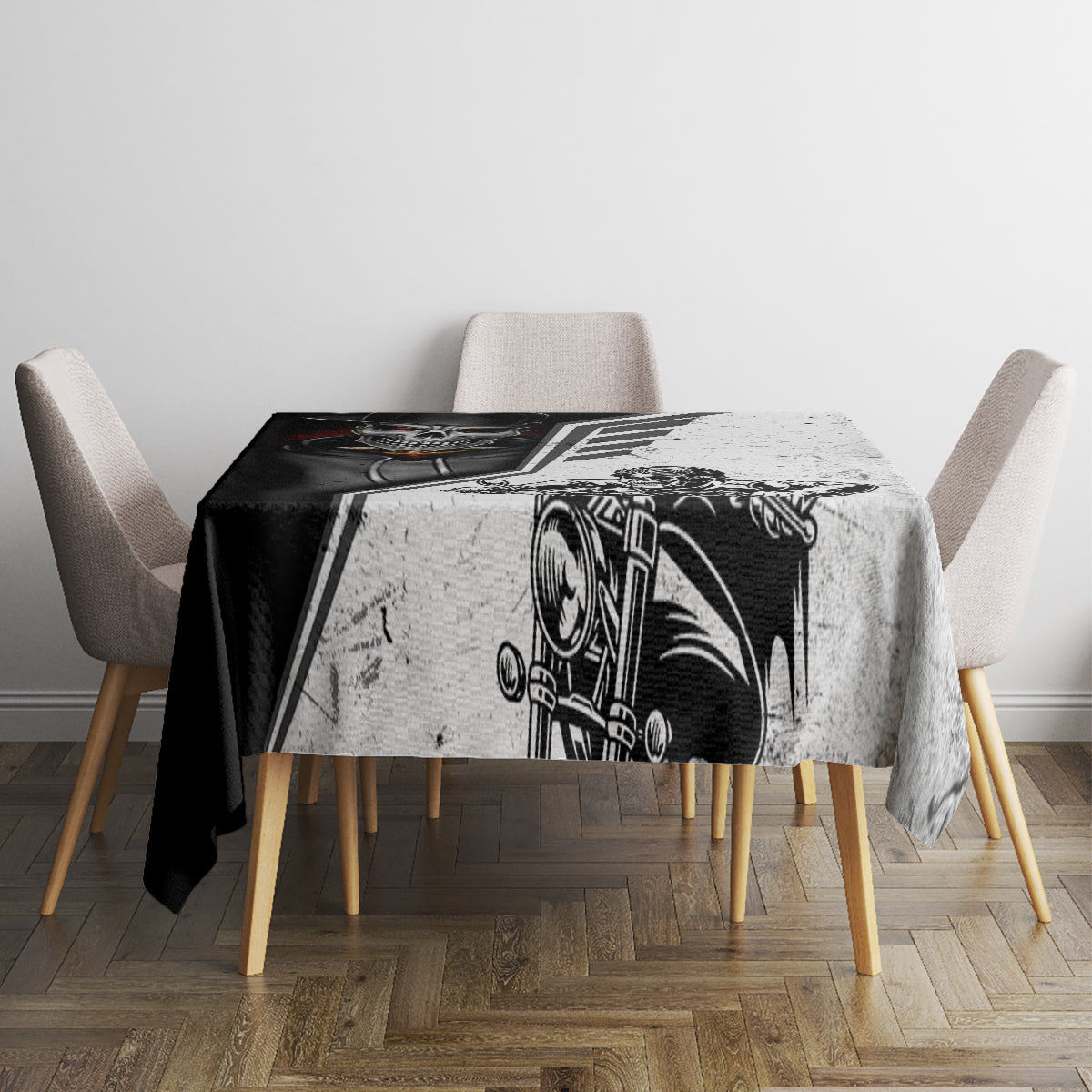 Skull Tablecloth Riding Motocycle - Wonder Print Shop