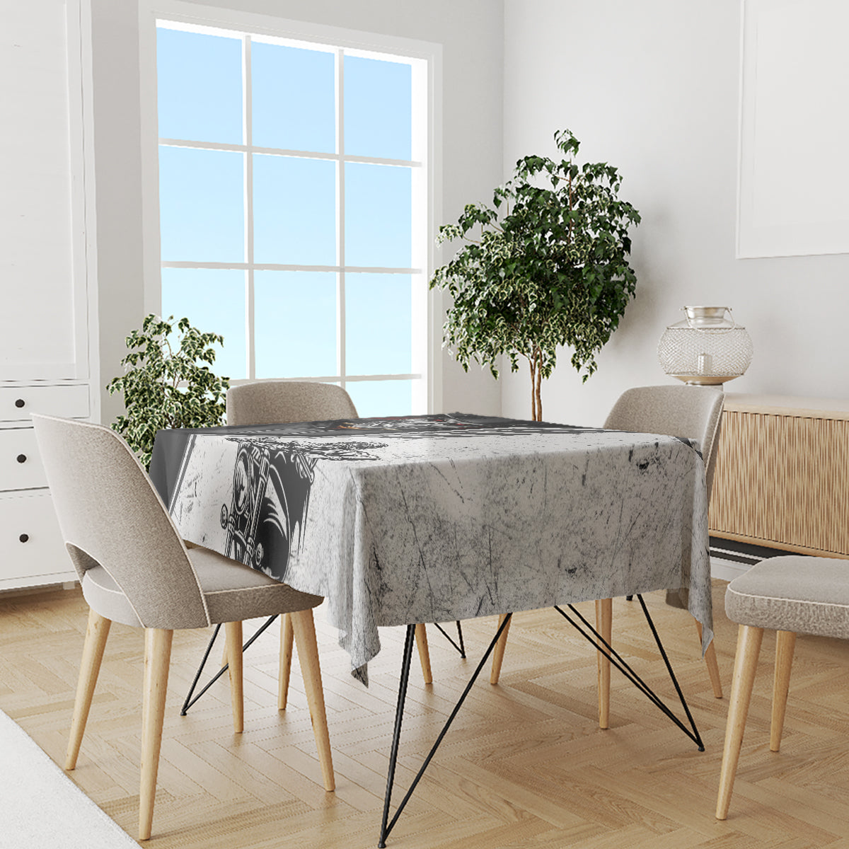 Skull Tablecloth Riding Motocycle - Wonder Print Shop