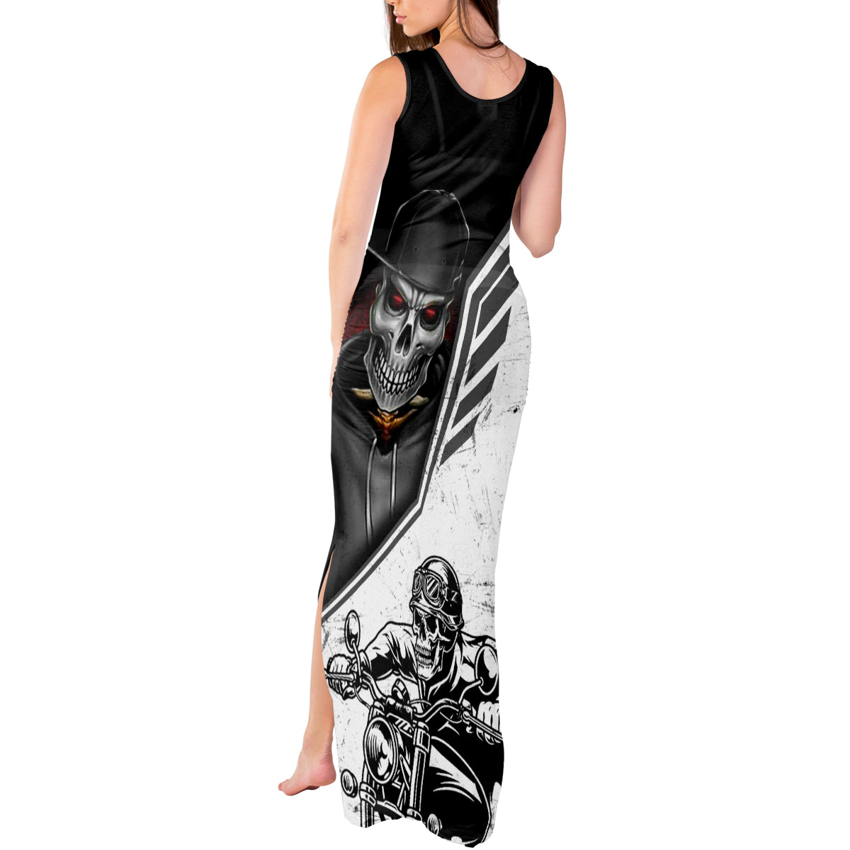 Skull Tank Maxi Dress Riding Motocycle - Wonder Print Shop