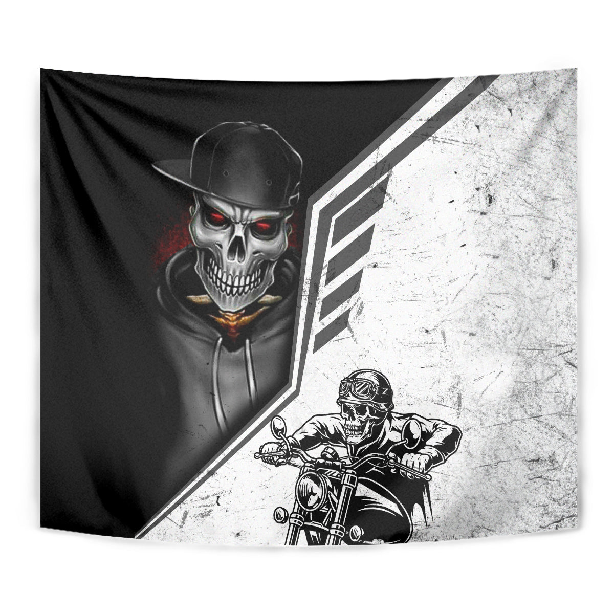 Skull Tapestry Riding Motocycle - Wonder Print Shop