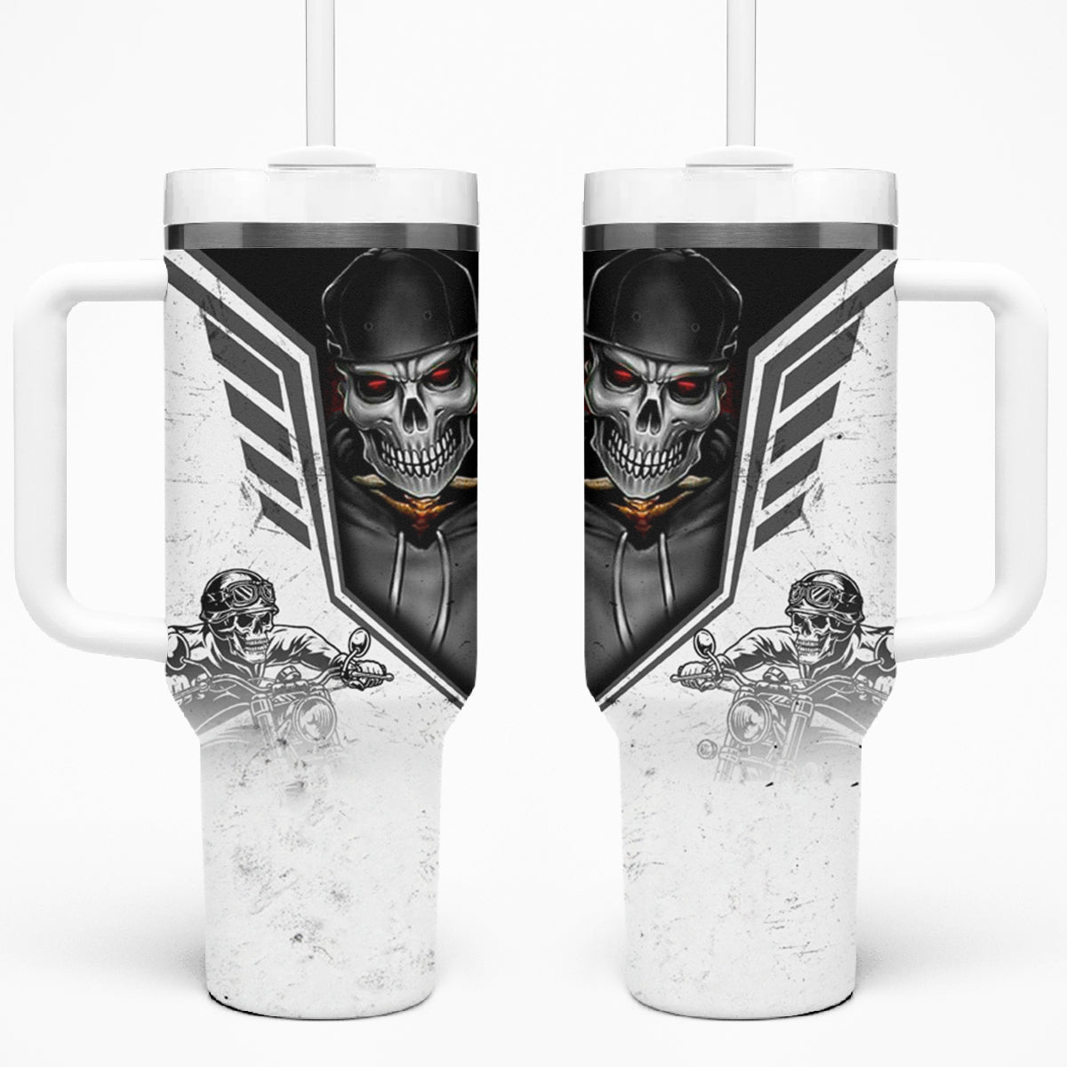 Skull Tumbler With Handle Riding Motocycle - Wonder Print Shop