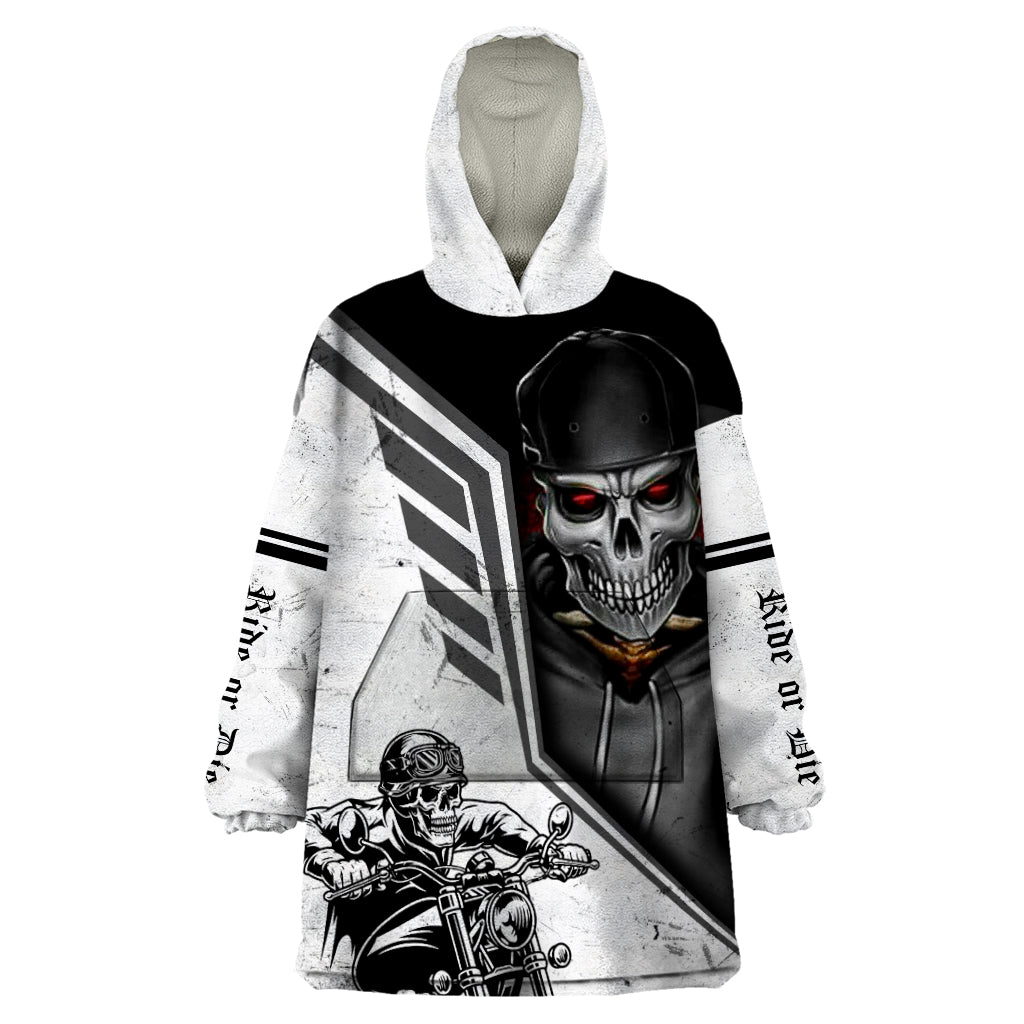 Skull Wearable Blanket Hoodie Riding Motocycle - Wonder Print Shop
